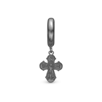 Dagmar Cross Hænger Charm 6 mm Til Armbånd - Blankpoleret Rutheniumbelagt