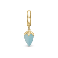 Blue Chalcedony Hænger Charm 6 mm Til Armbånd - Blankpoleret Forgyldt Sterling Sølv m. 1 Kalcedon
