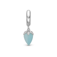 Blue Chalcedony Hænger Charm 6 mm Til Armbånd - Blankpoleret Sterling Sølv m. 1 Kalcedon