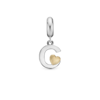 Bogstav C - Hænger Charm 4 mm Til Armbånd - Blankpoleret Bicolor