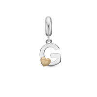 Bogstav G - Hænger Charm 4 mm Til Armbånd - Blankpoleret Bicolor