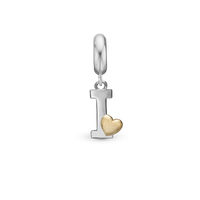 Bogstav I - Hænger Charm 4 mm Til Armbånd - Blankpoleret Bicolor
