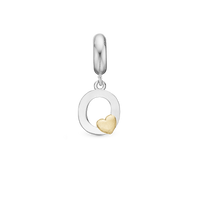 Bogstav O - Hænger Charm 4 mm Til Armbånd - Blankpoleret Bicolor