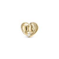 Mother & Child - Charm 4 mm Til Armbånd - Blankpoleret Forgyldt Sterling Sølv m. 2 Topas