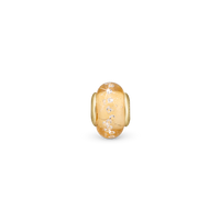 Golden Topaz Globe - Charm 4 mm Til Armbånd - Glas Forgyldt Sterling Sølv m. 21 Topas