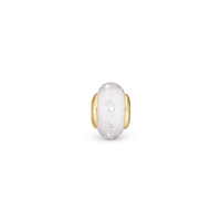 White Topas Globe - Charm 4 mm Til Armbånd - Glas Forgyldt Sterling Sølv m. 16 Topas