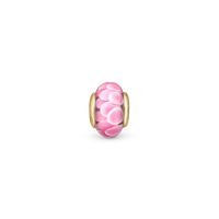 Flower Globe - Charm 4 mm Til Armbånd - Glas Forgyldt Sterling Sølv