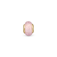 Bubbly Pink Globe - Charm 4 mm Til Armbånd - Glas Forgyldt Sterling Sølv