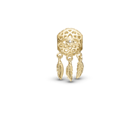 Dream Catcher - Charm 4 mm Til Armbånd - Satin Forgyldt Sterling Sølv m. 1 Topas
