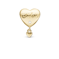 Min Mor - Charm 4 mm Til Armbånd - Satin Forgyldt Sterling Sølv m. 1 Topas