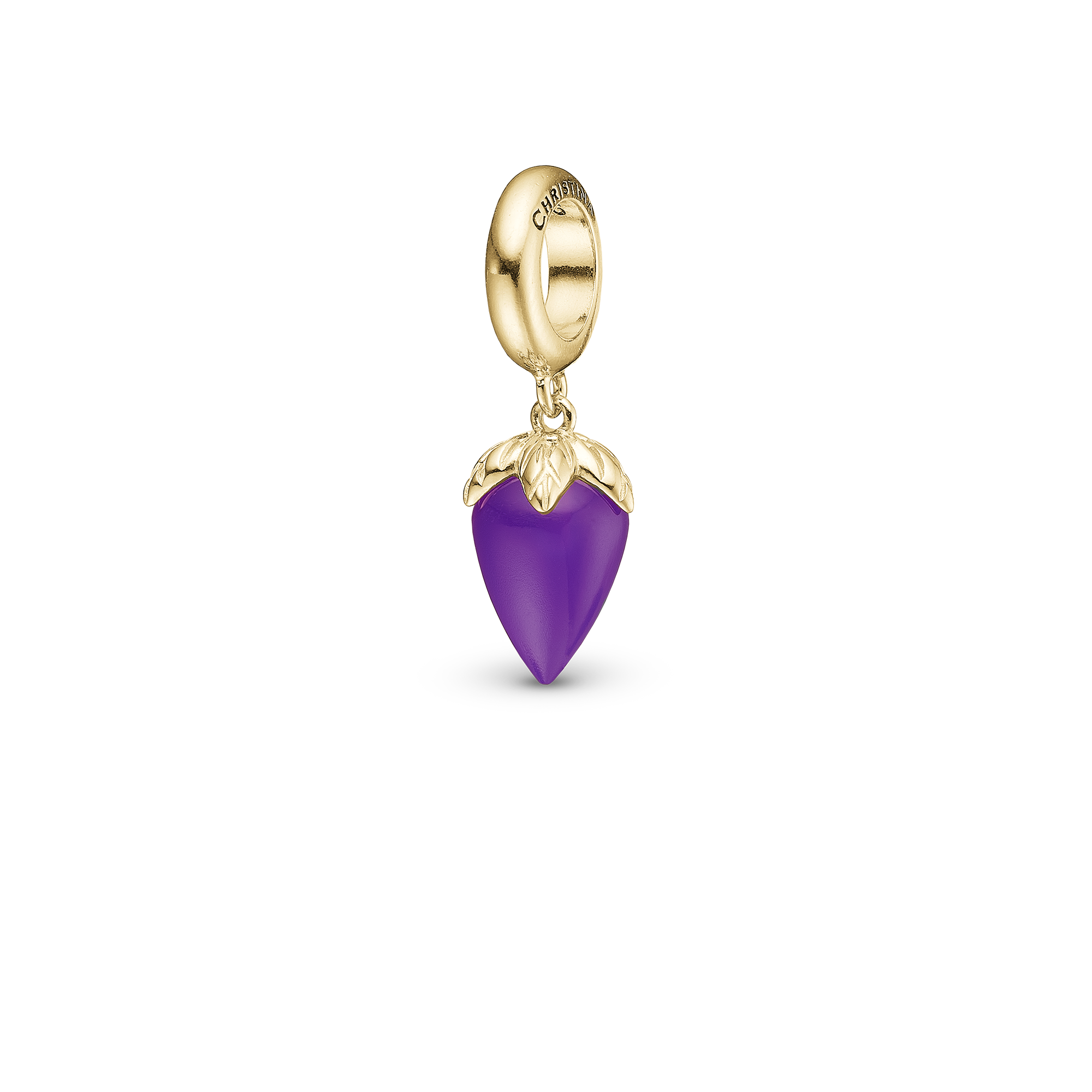 Purple Chalcedony charm forgyldt Charms til sølvarmbånd - CHRISTINA