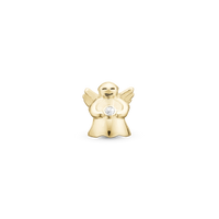 Angel Spirit - Charm 4 mm Til Armbånd - Blankpoleret Forgyldt Sterling Sølv m. 1 Cubic Zirkonia