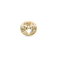 Stjernetegn Tvilling - Charm 4 mm Til Armbånd - Blankpoleret Forgyldt Sterling Sølv m. 1 Citrin