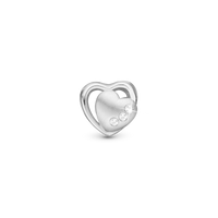 2-Hearts - Charm 4 mm Til Armbånd - Satin Sterling Sølv m. 3 Topas