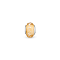 Golden Topaz Globe - Charm 4 mm Til Armbånd - Glas Sterling Sølv m. 21 Topas