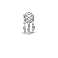 Dream Catcher - Charm 4 mm Til Armbånd - Satin Sterling Sølv m. 1 Topas