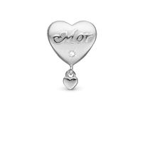 Min Mor - Charm 4 mm Til Armbånd - Satin Sterling Sølv m. 1 Topas