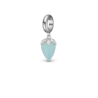 Blue Chalcedony - Hænger Charm 4 mm Til Armbånd - Blankpoleret Sterling Sølv m. 1 Kalcedon
