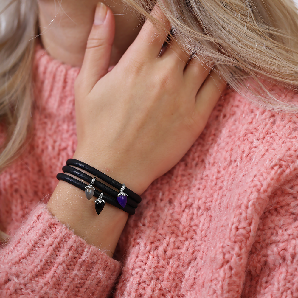 Purple Chalcedony charm sølv Charms til sølvarmbånd - CHRISTINA