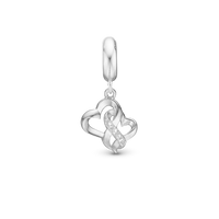 Mother Child True Love - Hænger Charm 4 mm Til Armbånd - Blankpoleret Sterling Sølv m. 6 Cubic Zirkonia