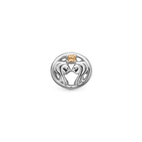 Stjernetegn Tvilling - Charm 4 mm Til Armbånd - Blankpoleret Sterling Sølv m. 1 Citrin