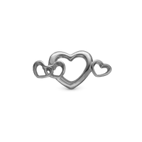 4 Hearts Love Charm 6 mm til Classic Læderarmbånd - Blankpoleret Rutheniumbelagt