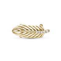 Sparkling Feather Charm 6 mm til Classic Læderarmbånd - Blankpoleret Forgyldt Sterling Sølv m. 5 Hvide Cubic Zirkonia