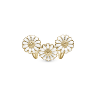 White Marguerite Trinity Charm 6 mm til Classic Læderarmbånd - Blankpoleret Forgyldt Sterling Sølv