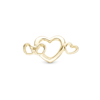 4 Hearts Love Charm 6 mm til Classic Læderarmbånd - Blankpoleret Forgyldt Sterling Sølv