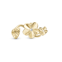Flower Bouquet Charm 6 mm til Classic Læderarmbånd - Blankpoleret Forgyldt Sterling Sølv m. 1 Topas