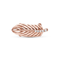 Sparkling Feather Charm 6 mm til Classic Læderarmbånd - Blankpoleret Rosaforgyldt m. 5 Hvide Cubic Zirkonia