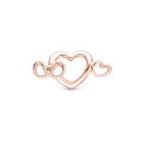 4 Hearts Love Charm 6 mm til Classic Læderarmbånd - Blankpoleret Rosaforgyldt