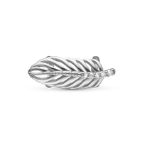 Sparkling Feather Charm 6 mm til Classic Læderarmbånd - Blankpoleret Sterling Sølv m. 5 Hvide Cubic Zirkonia