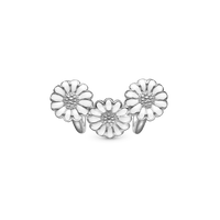 White Marguerite Trinity Charm 6 mm til Classic Læderarmbånd - Blankpoleret Sterling Sølv