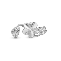 Flower Bouquet Charm 6 mm til Classic Læderarmbånd - Blankpoleret Sterling Sølv m. 1 Topas