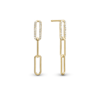Spirit Hænge Øreringe - Blankpoleret Forgyldt Sterling Sølv m. 44 Hvide Cubic Zirkonia