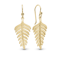 Fern Leaf Hænge Øreringe - Satin Forgyldt Sterling Sølv