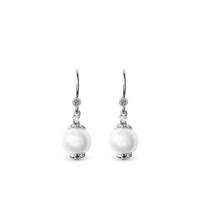 Hanging Pearls Hænge Øreringe - Blankpoleret Sterling Sølv m. 4 Hvide Ferskvandsperler