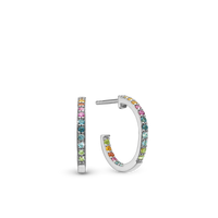 World Goals Hoops - Blankpoleret Sterling Sølv m. 17 Multi color