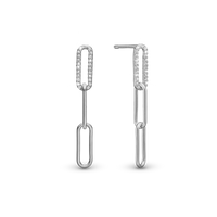 Spirit Hænge Øreringe - Blankpoleret Sterling Sølv m. 44 Hvide Cubic Zirkonia