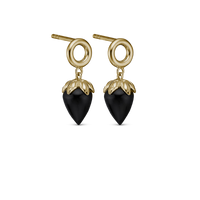 Black Chalcedony Ørestikker - Blankpoleret Forgyldt Sterling Sølv m. 1 Kalcedon
