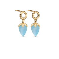 Blue Chalcedony Ørestikker - Blankpoleret Forgyldt Sterling Sølv m. 1 Kalcedon