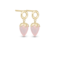 Pink Chalcedony Ørestikker - Blankpoleret Forgyldt Sterling Sølv m. 1 Kalcedon
