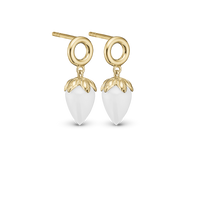 White Chalcedony Ørestikker - Blankpoleret Forgyldt Sterling Sølv m. 1 Kalcedon