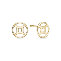 Stjernetegn Tvilling Ørestikker - Blankpoleret Forgyldt Sterling Sølv