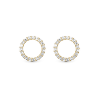 Sparkly Circles 12mm Ørestikker - Blankpoleret Forgyldt Sterling Sølv m. 38 Hvide CZ