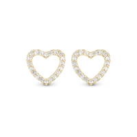 Topaz Sparkling Hearts Ørestikker - Blankpoleret Forgyldt Sterling Sølv m. 40 Hvide Topas