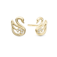 The Swan Ørestikker - Blankpoleret Forgyldt Sterling Sølv m. 8 Hvide Topas