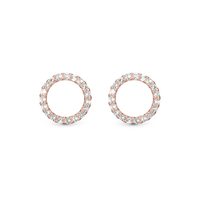 Topaz Sparkling Circle Ørestikker - Blankpoleret Rosaforgyldt m. 38 Hvide Topas
