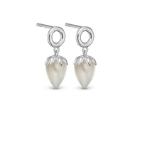 Grey Moonstone Ørestikker - Blankpoleret Sterling Sølv m. 1 Månesten